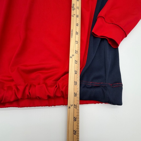 FootJoy Mens Quarter Zip Golf Pullover Red Navy Blue Performance Size M - Picture 8 of 10